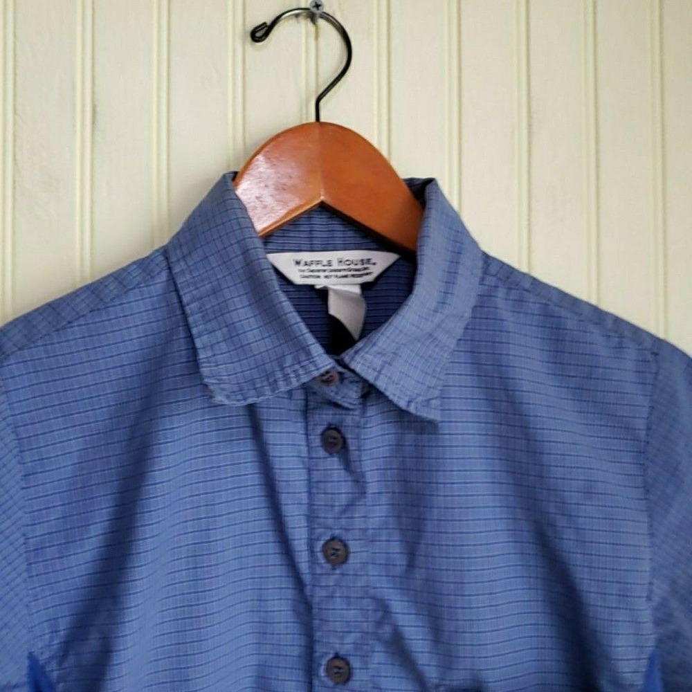 Waffle House Shirt Mens Small Blue Short Sleeve Chef Uniform Workwear Pullover